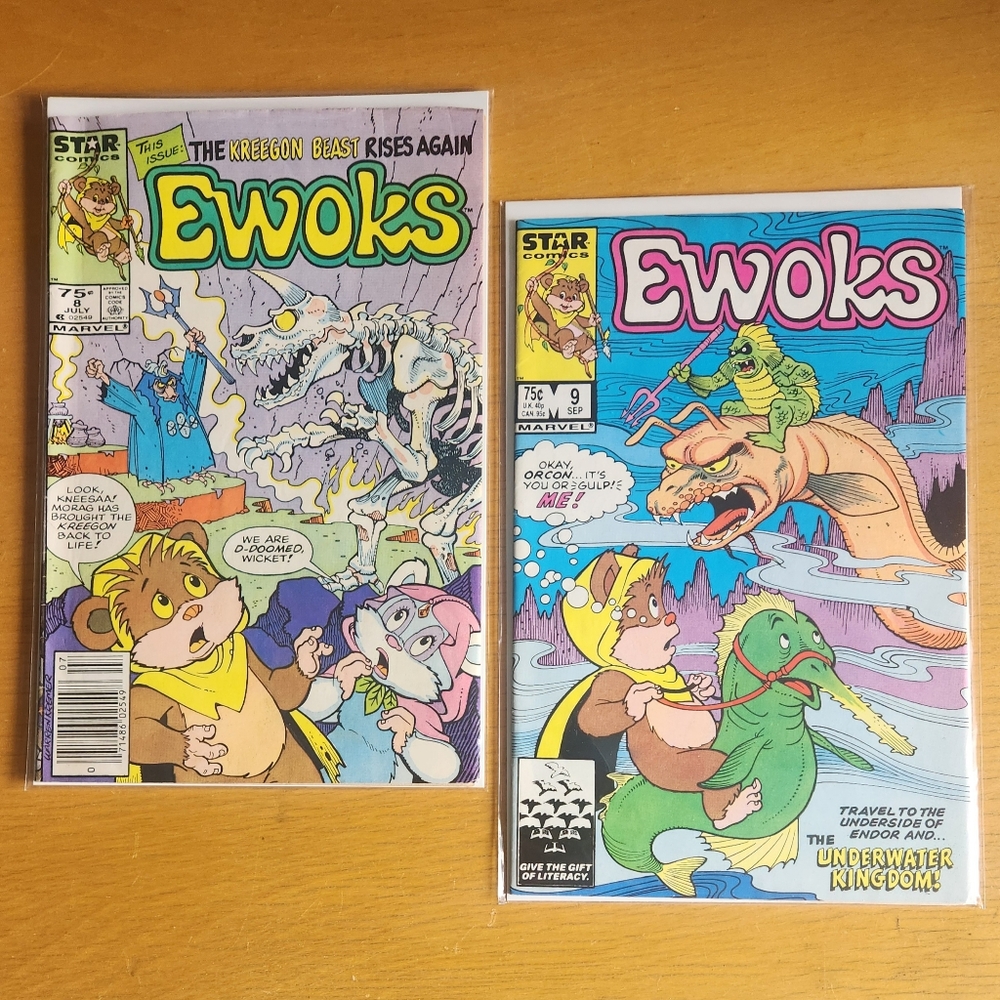 Star Wars Ewoks #8 & #9, 1980s Marvel comic books (Lot of 2)